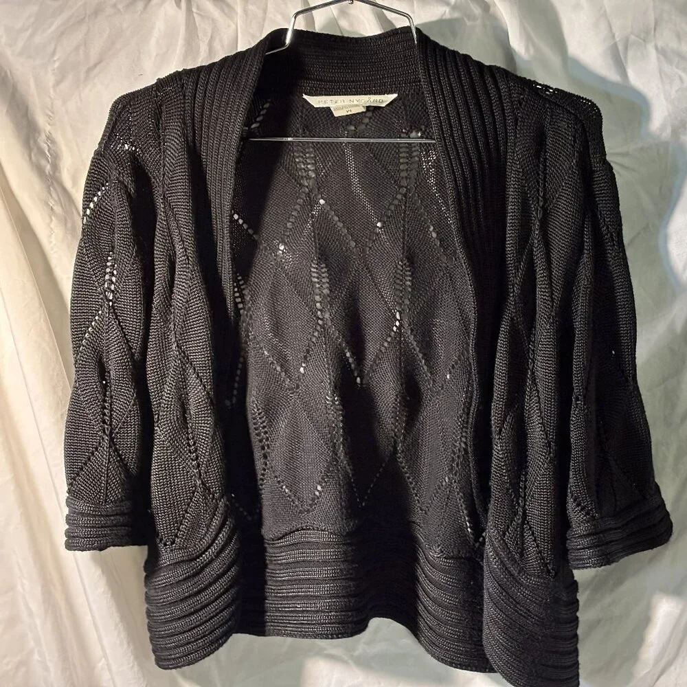 Women's Peter Nygard Black Open Front Sweater Size Medium/Petite - Picture 1 of 4